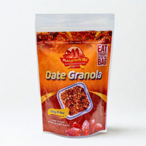 MacariusVille Date Granola 250g resealable pouch – healthy date fruit granola, ready to eat, high fibre breakfast snack
